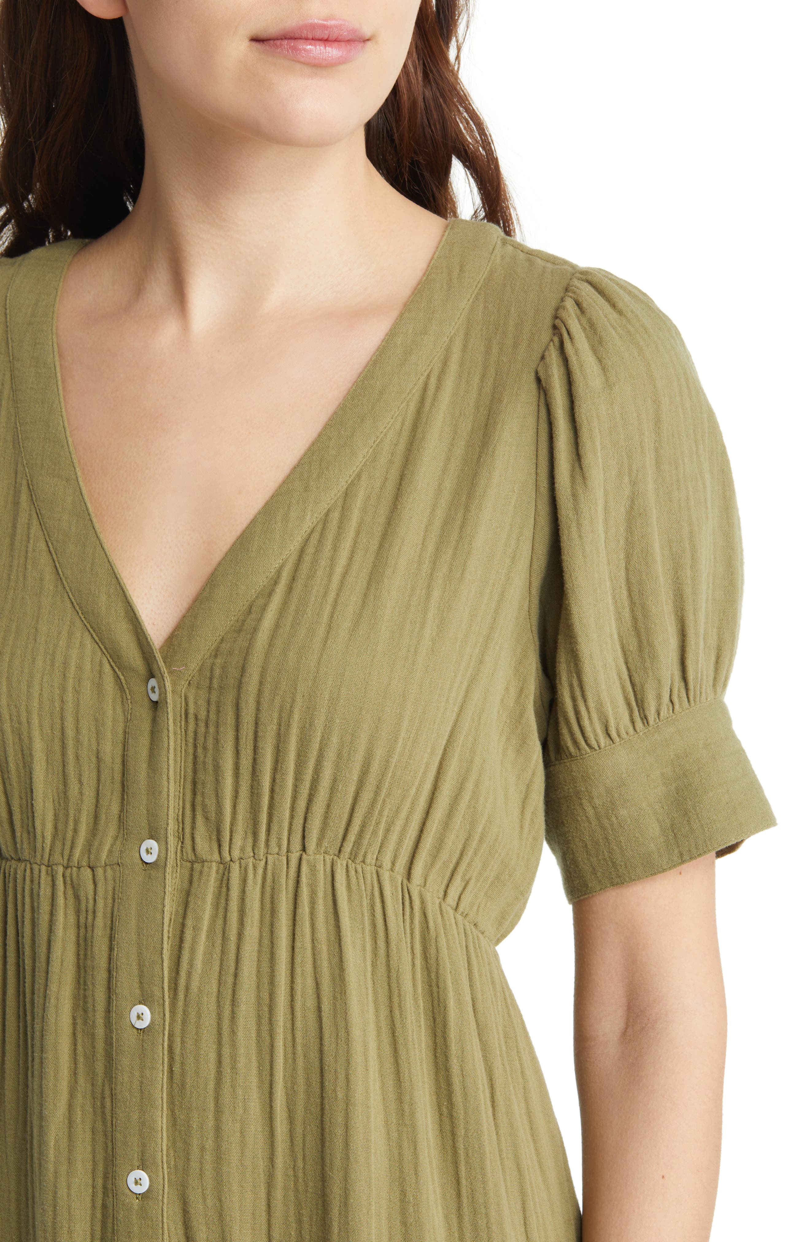 Madewell Lightspun Tiered Button Front Midi Dress Nordstromrack