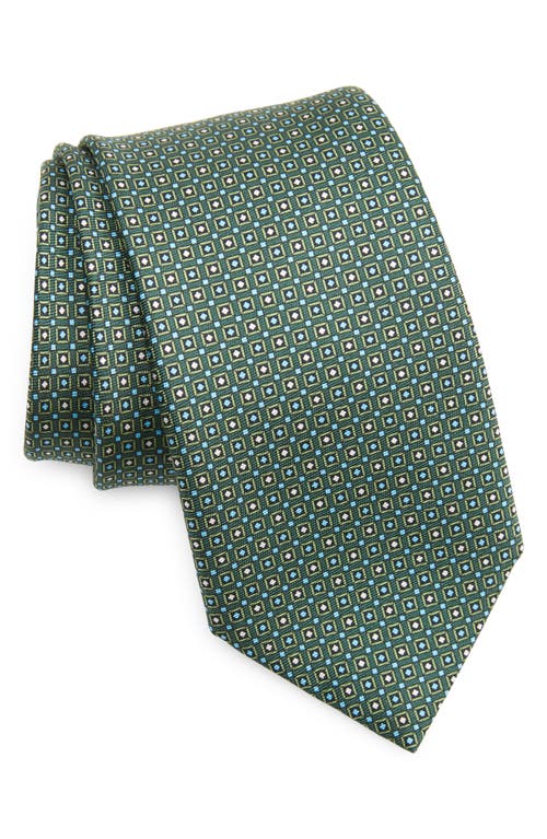 ZEGNA Geometric Silk Tie in Md Grn Fan at Nordstrom