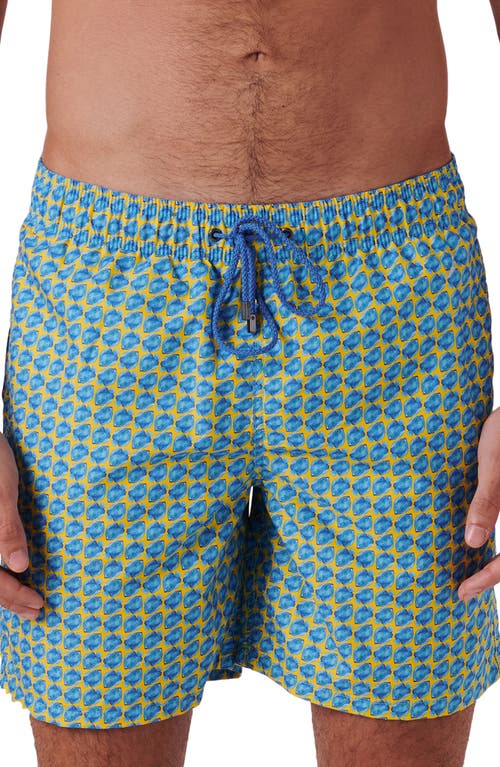 Shop Bugatchi Cosmo Print Swim Trunks In Sun