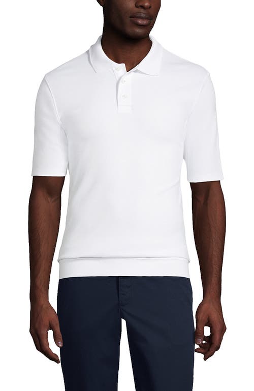 Lands' End School Uniform  Short Sleeve Banded Bottom Polo Shirt In White