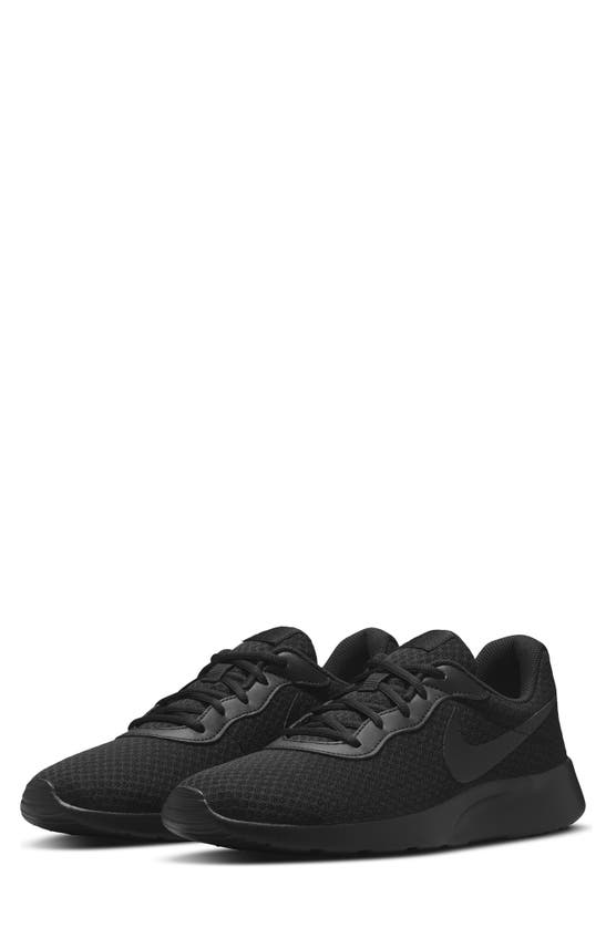 Nike Tanjun Athletic Sneaker In Black/black-barely Volt