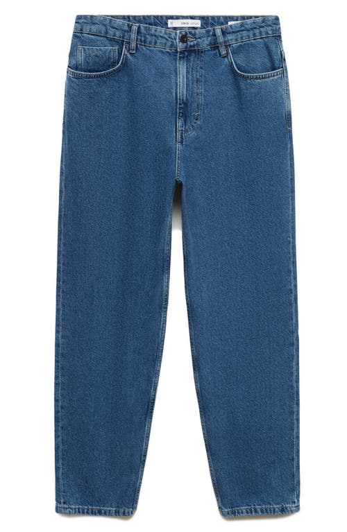 Shop Mango Relaxed Crop Straight Leg Jeans In Medium Blue