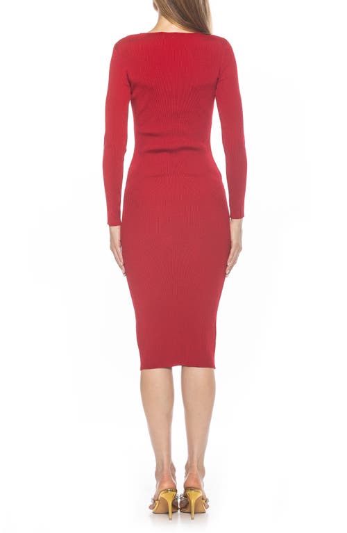 Alexia Admor Tia Metal Rosette Long Sleeve Knit Dress In Red