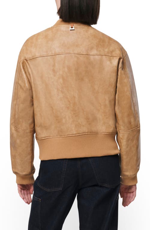 Shop Apparis Chaya Faux Leather Bomber Jacket In Dune