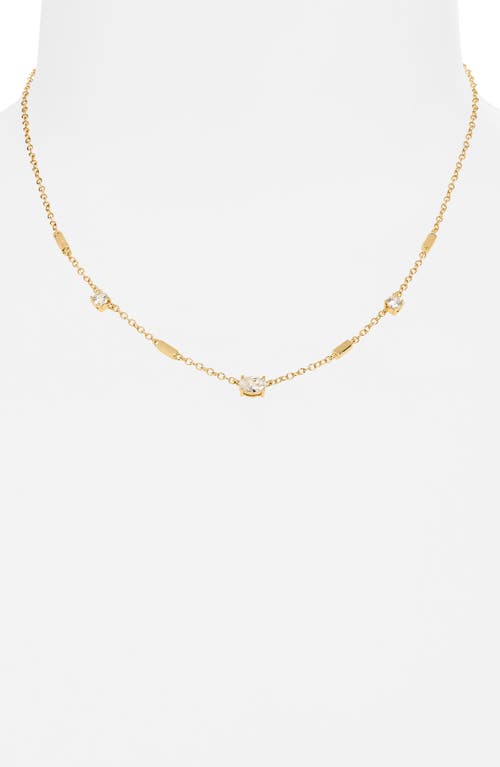 Leith Cz Station Necklace In Clear- Gold