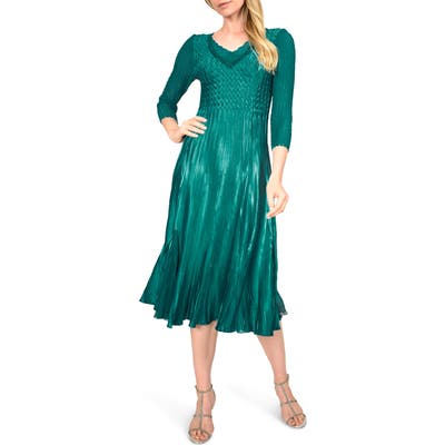 Petite Komarov Beaded V-Neck Cocktail Dress, Green