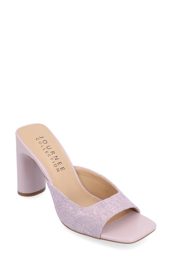 Journee Collection Daivia Lace Block Heel Sandal In Purple