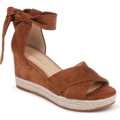 Splendid Terrence Ankle Wrap Wedge Sandal, Brown