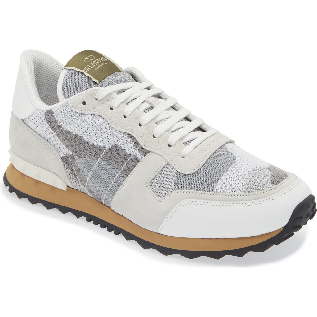 Valentino Garavani Rockrunner Sneaker In 52x-grey/bianco/beige