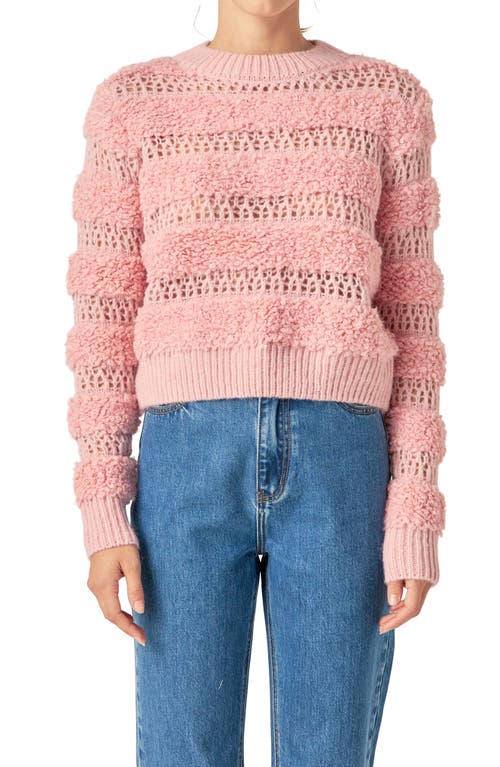 English Factory Stripe Mixed Stitch Sweater In Pink
