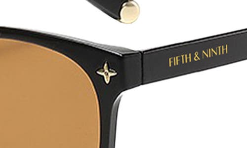 Fifth & Ninth Cara 56mm Polarized Round Sunglasses In Black/brown