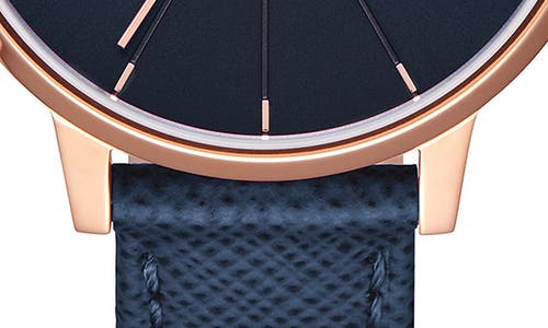 Shop Nixon 'the Kensington' Leather Strap Watch, 37mm In Blue/rose Gold