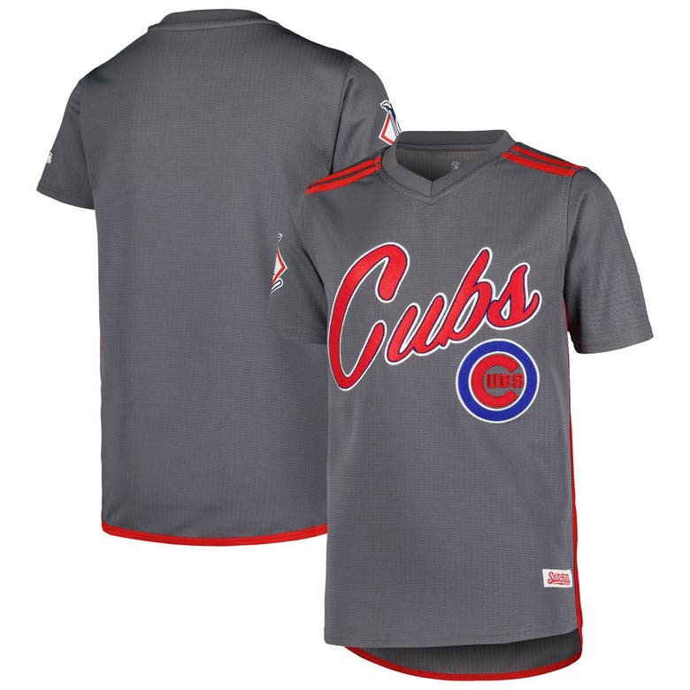 Shop Stitches Youth  Charcoal Chicago Cubs Team V-neck Jersey