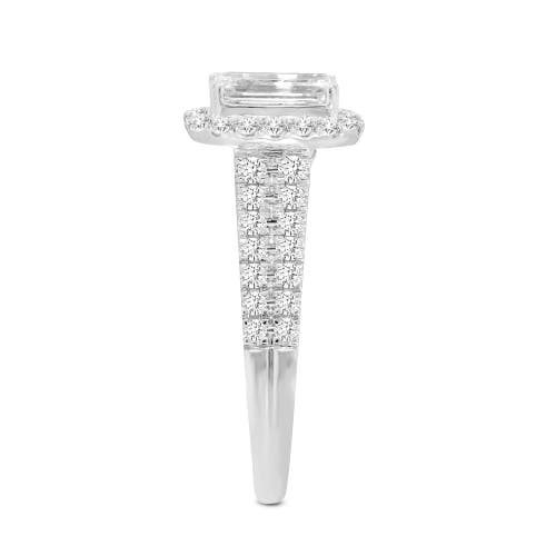 Luvmyjewelry Lilit 14k White Gold Emerald Cut Lab Grown Diamond Halo Engagement Ring In 14k White Gold
