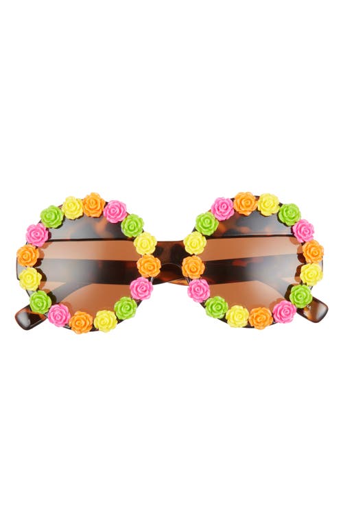 Rad + Refined Flower 55mm Round Sunglasses In Tortoise/brown