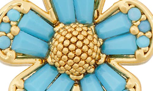 Shop Kate Spade New York Fleurette Cubic Zirconia Huggie Drop Earrings In Blue/gold