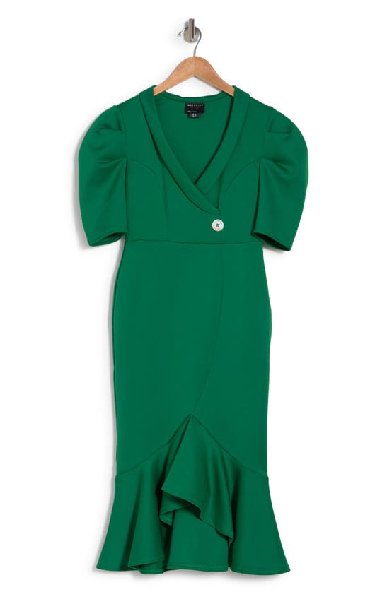 knee length dresses for ladies Rent ASOS DESIGN Embroidered Satin Midi Dress With Frill Waist In Navy