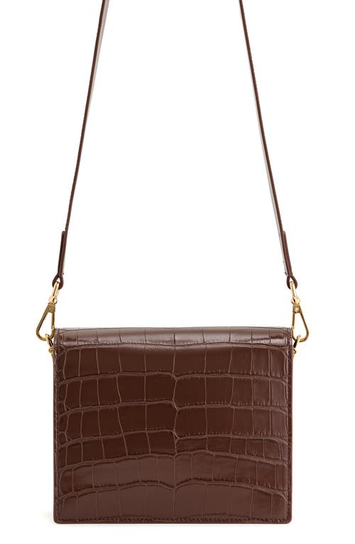 Shop Jw Pei Mini Flap Croc Embossed Faux Leather Shoulder Bag In Umber