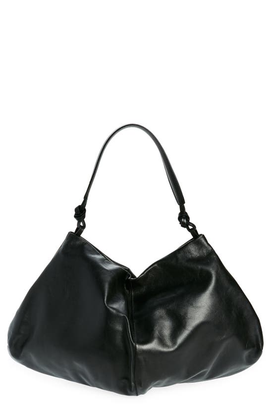 The Row Samia Leather Hobo Bag In Black