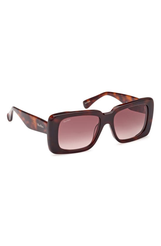 Max Mara 53mm Rectangular Sunglasses In Dark Havana / Brown