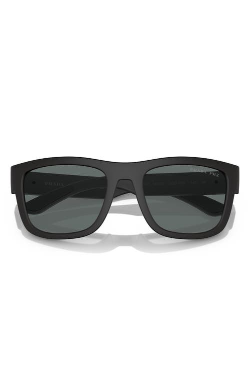 Prada Ps01zs Active Dg002g Nero Effetto Gommato Sunglasses In Rubber Black