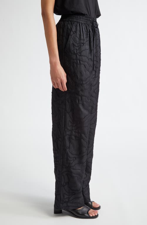 Shop Loulou Studio Basilia Embroidered Silk Pants In Black/black