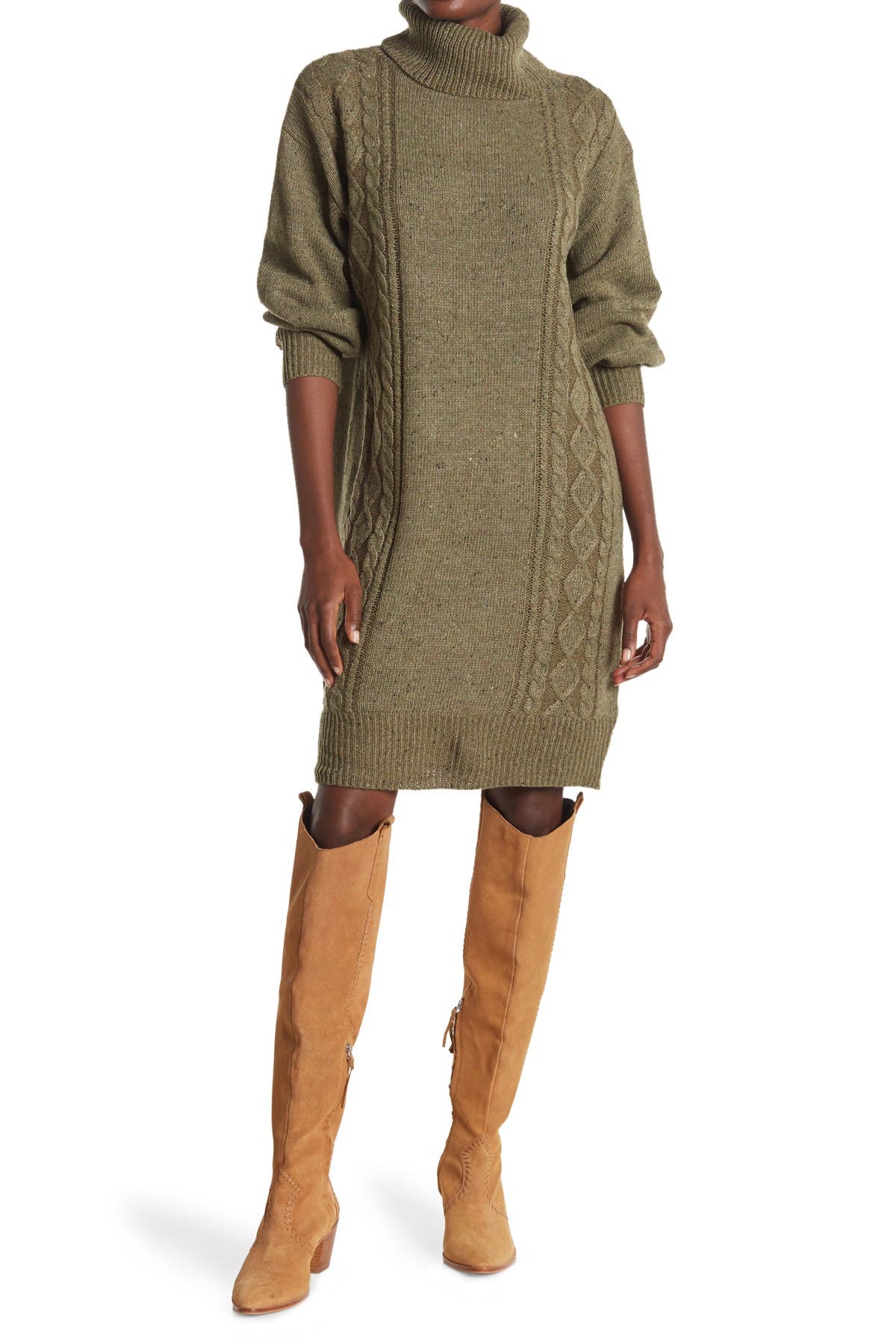 balloon sleeve cable knit sweater