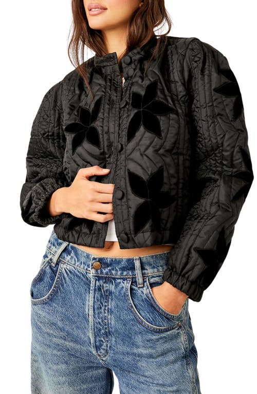 Free People Quinn Quilted Crop Jacket in Black at Nordstrom, Size Medium