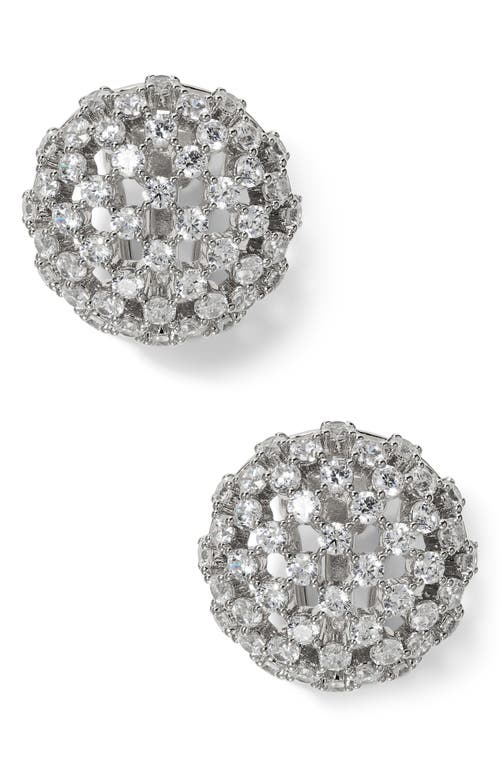 Shop Nadri Juno Cubic Zirconia Dome Stud Earrings In Rhodium