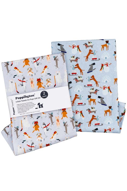 Puppington Dog Kitchen Towels In Ice Pups Winter Woofs