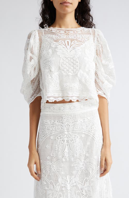 FARM Rio Guipure Lace Crop Top White at Nordstrom,