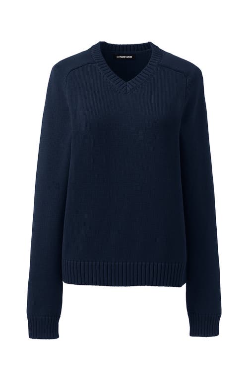 Lands' End School Uniform Young  Cotton Modal V-neck Sweater In Classic Navy