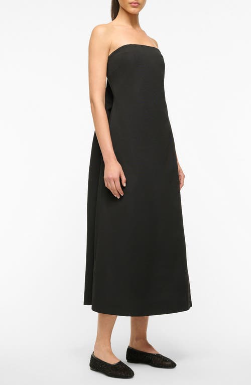 Staud Kennedy Strapless Cotton Blend Cocktail Dress In Black