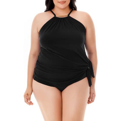 Plus Size Magicsuit Parker Skirted Underwire One-Piece Swimsuit, Black