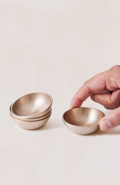 Fleck Luxe Kansa Dip Bowl Set Of 4 In Bronze