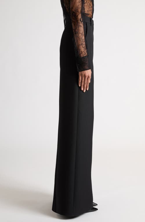 Shop Valentino Garavani Pleated High Waist Wide Leg Wool & Silk Trousers In Nero