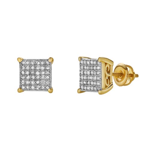 Luvmyjewelry Orlithea 10k Yellow Gold Cluster Diamond Unisex Earrings In 10k Yellow Gold