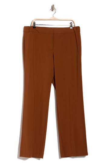 Calvin Klein Flat Front Pants In Tortoise