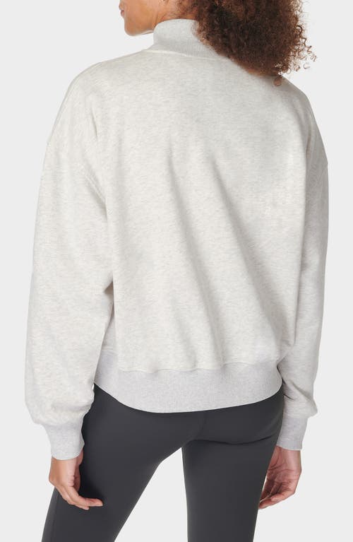 Shop Sweaty Betty Revive Cotton Blend Half Zip Sweatshirt In Ice Grey Marl