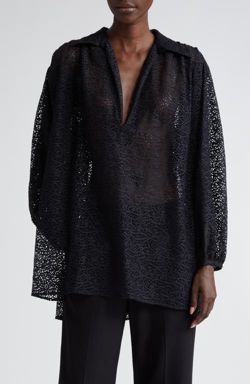 Nuancer Oversize Lace Top in Black Lace