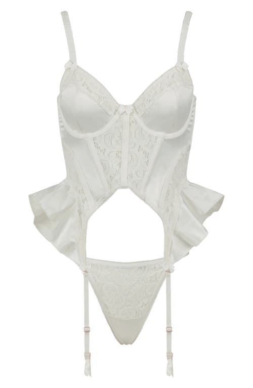 Shop Love, Vera Lace Trim Satin Bustier In Ivory