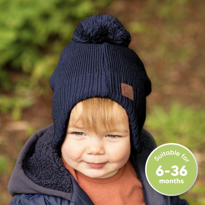 Shop Keababies Muff Knitted Beanie In Navy