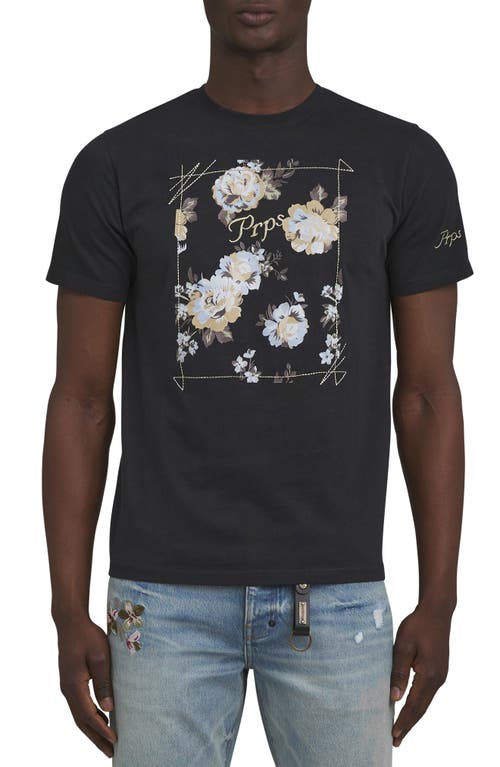 Shop Prps Alba Floral Embroidered Cotton Graphic T-shirt In Black