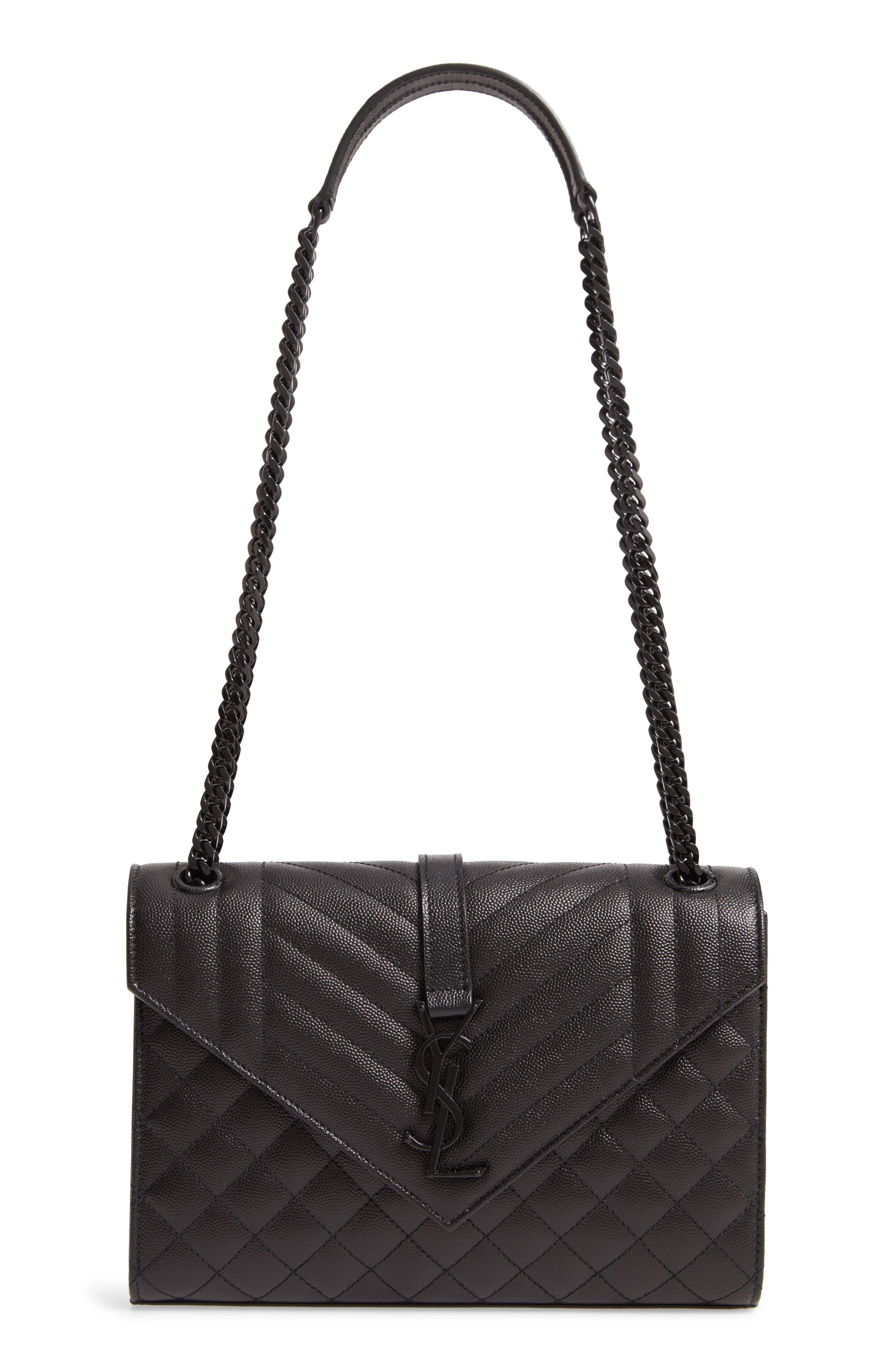 Saint Laurent black quilted leather clutch bag