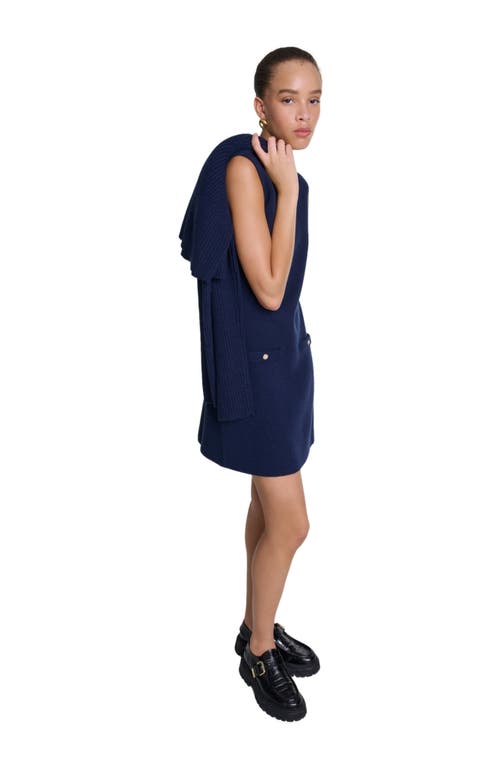 Shop Maje Knit 2-in-1 Short Dress In Navy