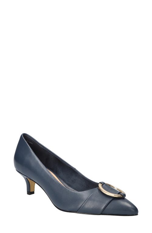 Bella Vita Nic Pointed Toe Pump in Navy Leather