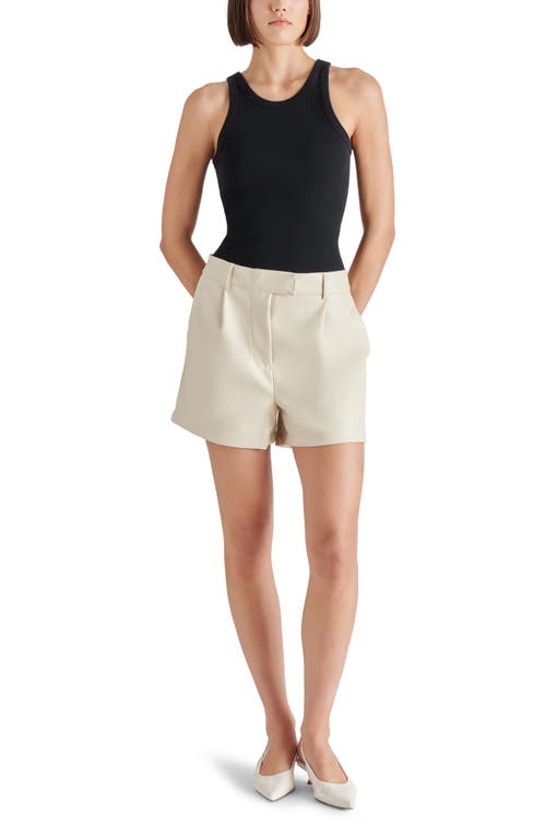 Shop Steve Madden Imelda Faux Leather Shorts In Bone