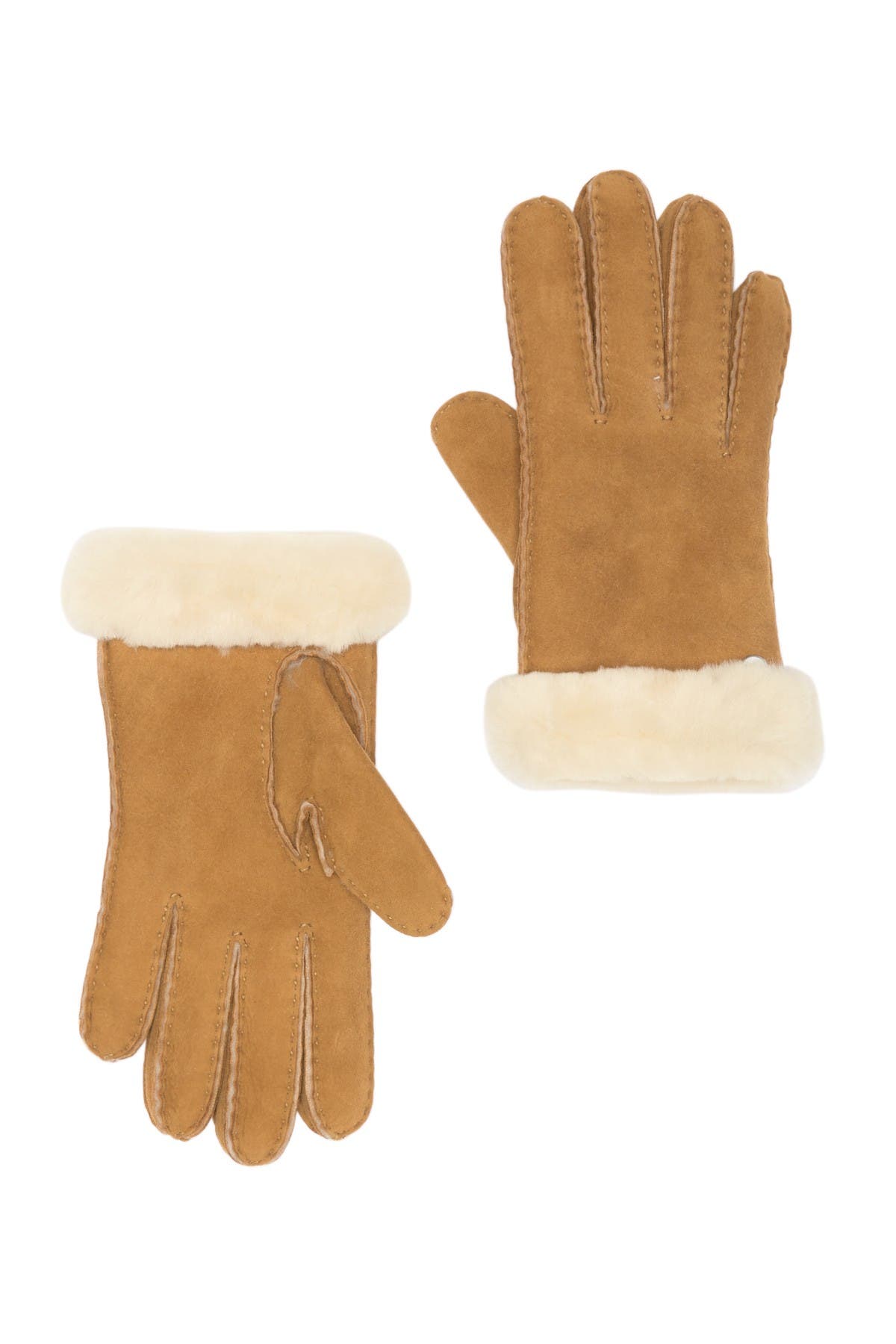 Ugg Genuine Dyed Shearling Slim Side Vent Gloves In Open Brown3
