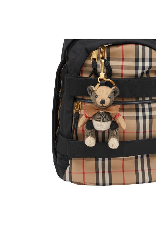 Burberry Check Thomas Bear Keyring In Archive Beige