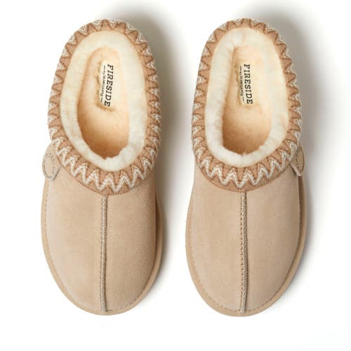Dearfoams Greta Genuine Shearling Clog Slipper In Sand
